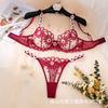 Z Sexy Underwear Set Ultra-thin Perspective Flower Embroidery Three-point Sexy Underwear Spot