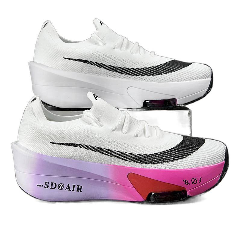 Summer new marathon running shoes racing carbon board running shoes male and female students physical test sports shoes outdoor sports