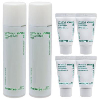 Green Tea Hyaluronic Acid Mist 150ml X 2 + (Free Poreless Sunscreen X 4 X 10ml)