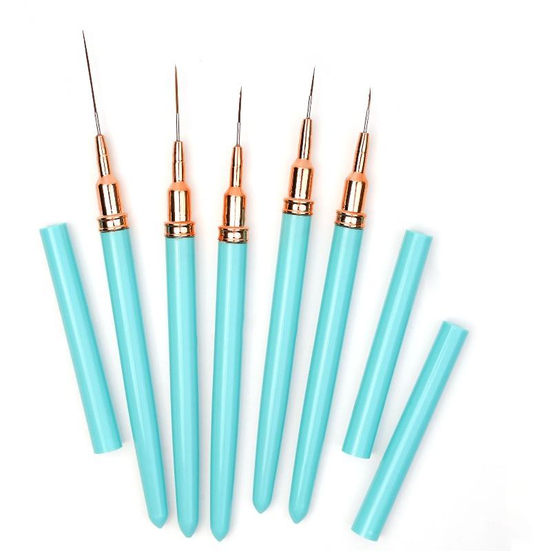 Pluma Pincel para Uñas 5 uds/set Set de Pinceles Liner para Uñas Larga Raya Dibujo Profesional