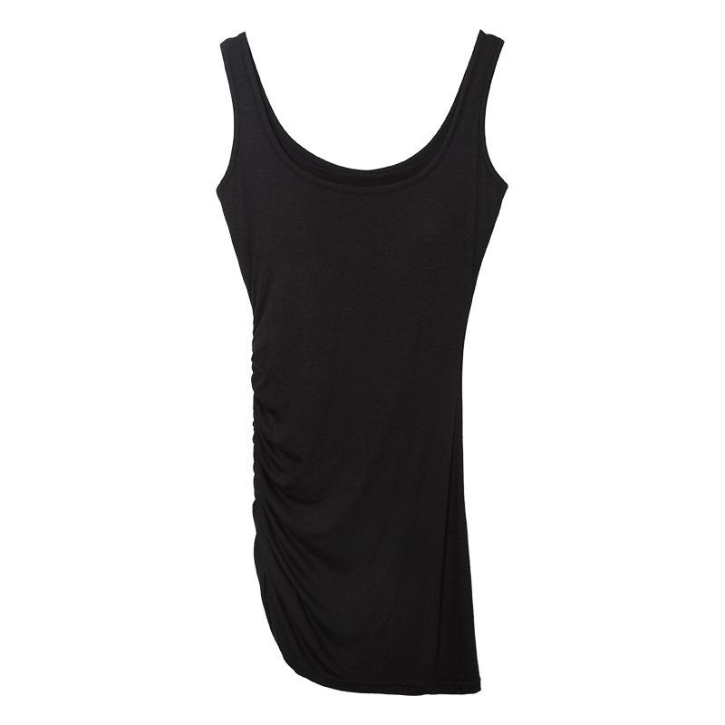 

Платье-майка без рукавов с квадратным вырезом и сборками, со встроенными чашечками бюстгальтера - Удобное, Дышащее, Бесшовное и Универсальное для Женщин Large