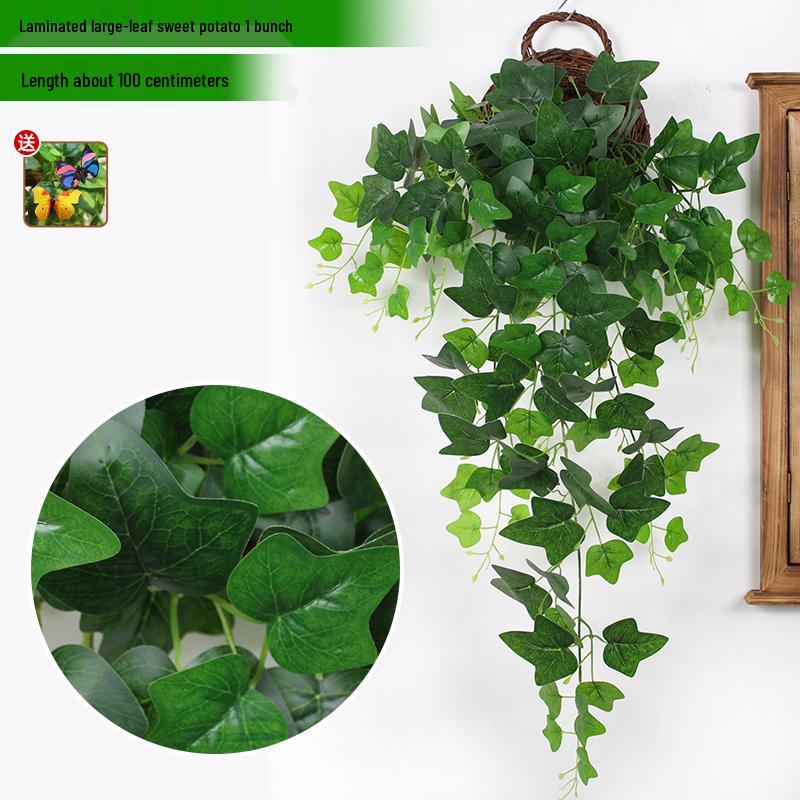 Artificial Pothos & Spider Plant Rattan Vine Wall Hanging for Indoor/Outdoor Decor