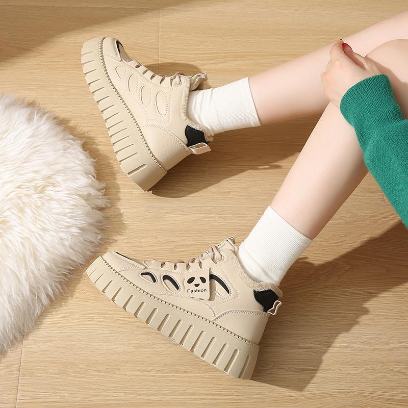 ins Korean version of the new cotton shoes women's 2025 winter velvet sports running shoes casual shoes platform height increase YB9012