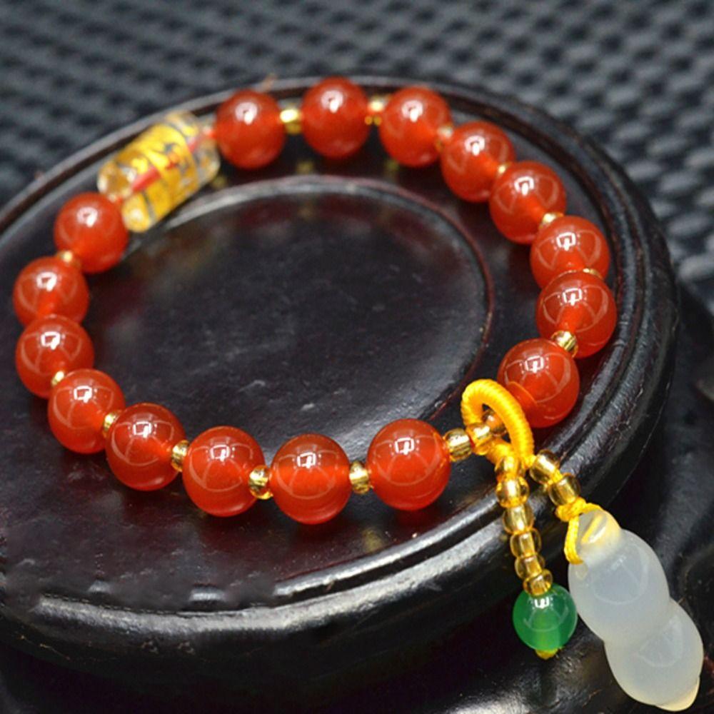 

Простые браслеты из красного агата с бусинами Nafu Ins Chalcedony с подвеской, круглый браслет из бусин для женщин 01