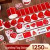 Patriotic Heart Stickers: 350 Self-Adhesive Five-Star Red Flag Stickers for National Day Events
