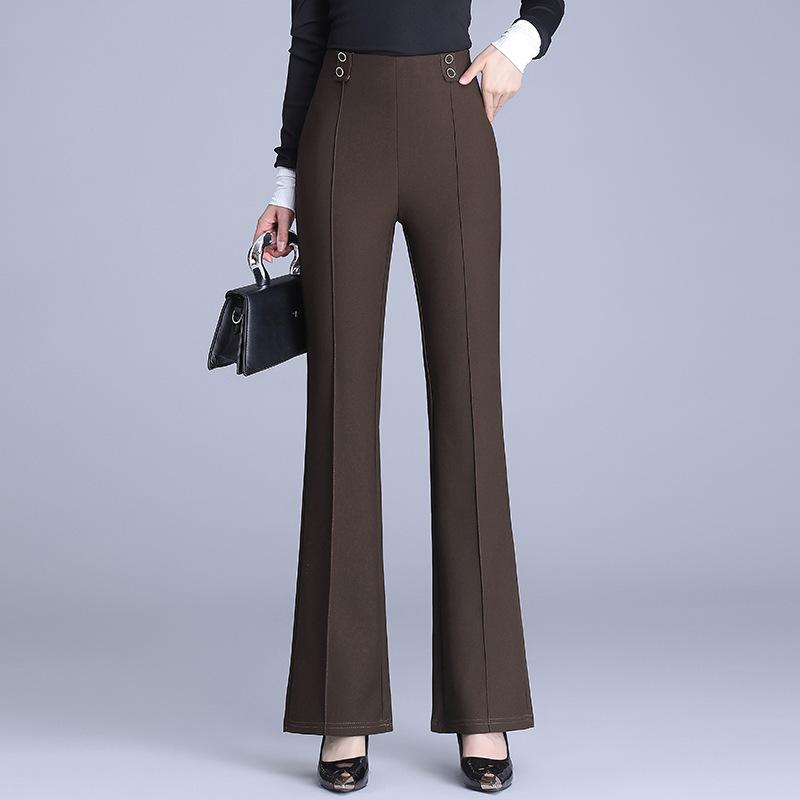 Brand Elastic Back Waist Casual Micro-Pull Pants Women'S Autumn New Fashion Simple Slim And Thin Commuter Trousers