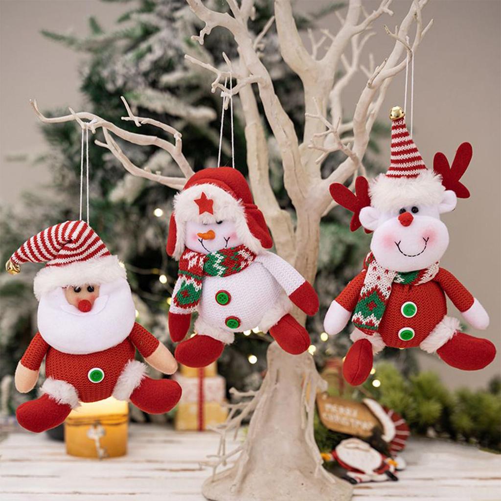 Ornaments For Christmas Tree 3 Pieces Santa Claus Snowman Elk Doll Hangable Christmas Tree Decorations For Party Planners Home