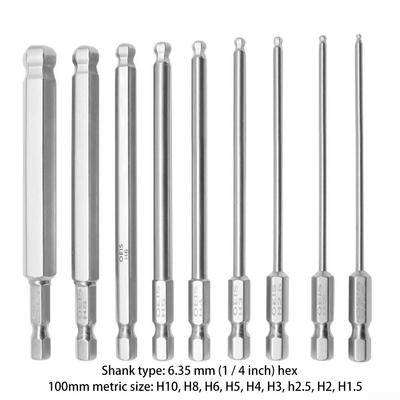 Embout de tournevis à tête sphérique Fabrication soignée Magnétique Métrique Acier allié