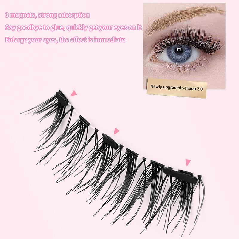 1Pair Magnetic Eyelashes Set Reusable Fluffy False Eyelashes And Tweezers Kit Natural Long Fiber Lashes Extension Makeup