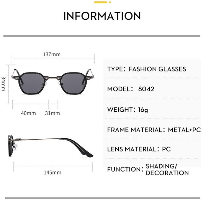 Men's Glasses Sun Protection UV Protection Fashion Personality Retro Hip Hop Punk Artistic Driving Commuter Square Small Frame Sunglasses