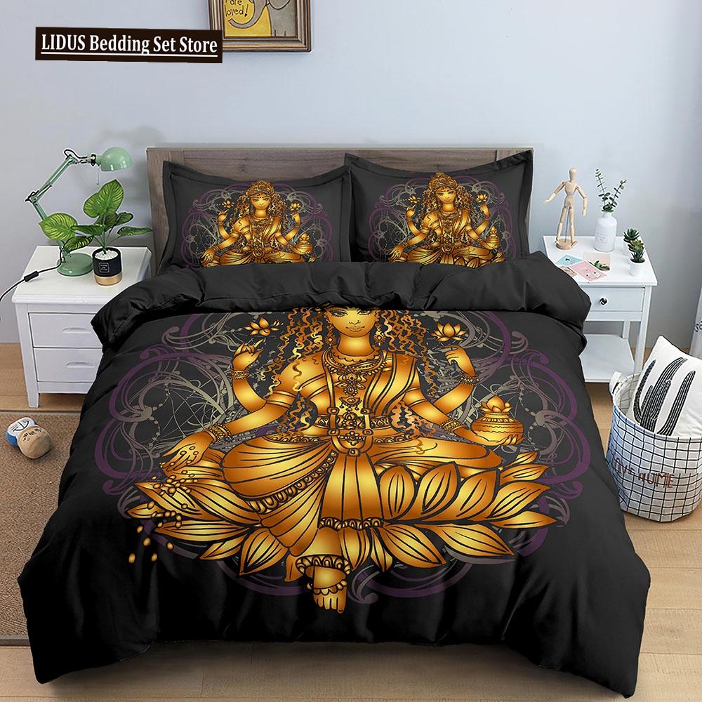Buddha Duvet Cover Set Religion Mandala Style 3D Print Comforter Cover King Queen Size For Kids Teen Adult Polyester Bedding Set
