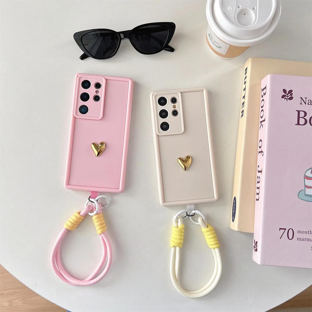 Wrist Strap Silicone Soft Phone Case for Samsung Galaxy S26 S25 Ultra S23 S22 Plus S24 S21 FE A56 A55 A36 A35 A26 A16 A15 5G