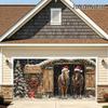 Horse and Gifts Christmas Garage Door Banner, Holiday Front Door Cover for Parties