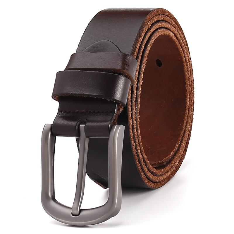 

Meier Top grain leather belt - men s premium leather belt - casual pin buckle belt 130cm темно-коричневого кольору