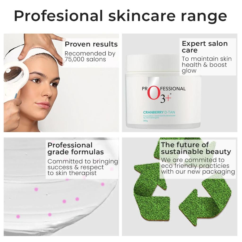 O3+ Cranberry D Tan (300g) With Natural Extracts for Tan AND Sun Damage Removal.