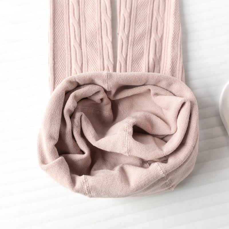 Khmer Cotton Tights for Children - Large Cable Knit, Open Crotch with Bowknot Style, Dual-Use Base Layer Pants for Toddlers and Girls