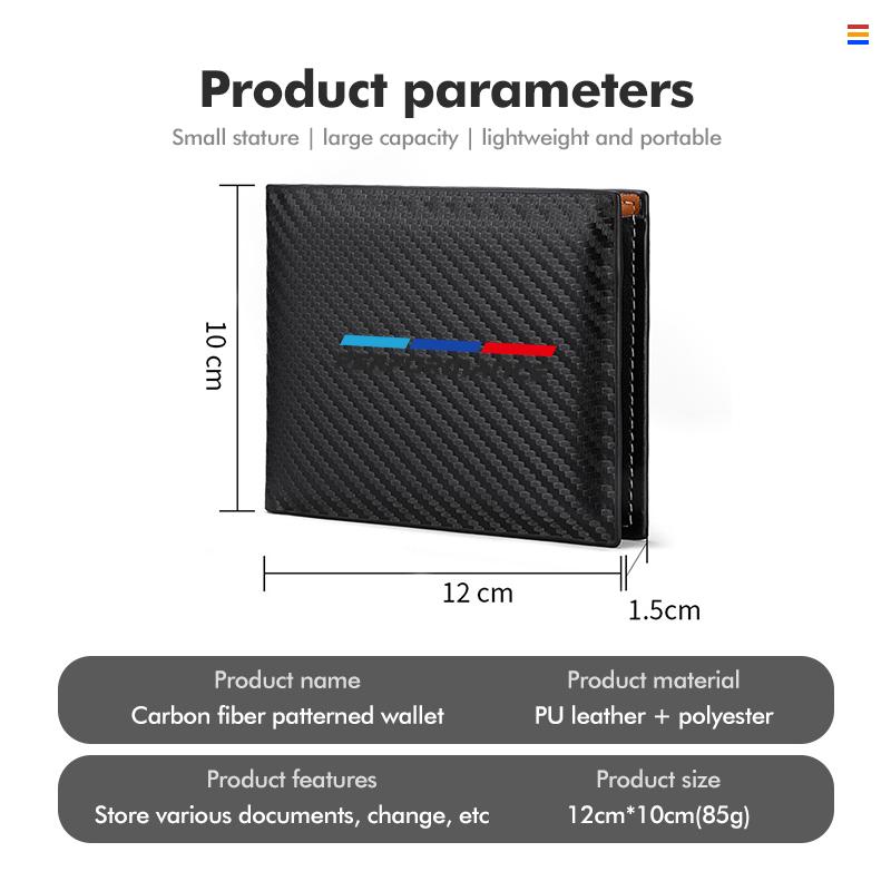EYAG3 For BMW Carbon Fiber Car Short Men Wallet Purse With Card Holder License Accessory 5 Series G30 G31 G32 G38 2021 2020 2019 2018