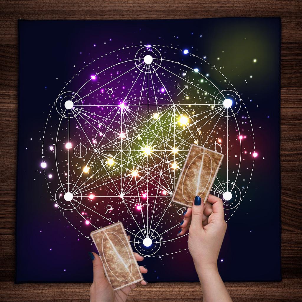 Geometrisches Altar Tuch Tarot Karten Tischdecke Mit Blume des Lebens Design Tarot Karten Lesematte Für Metatron Würfel Hexenhaftes Geschenk