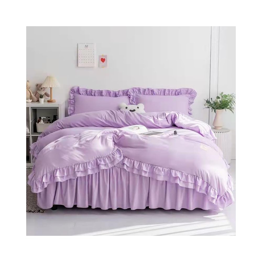 Single Duvet Cover 3-Piece Set: Cute, ruffled, princess-style design. Includes single duvet cover,