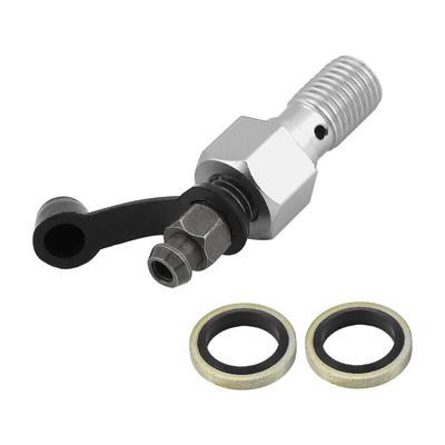 Banjo-Schraube-Qiilu M10x1.25mm Motorrad-Brems-Hauptzylinder-Bremssattel-Entlüftungsschraube-Nippel-Banjo-Schraube + Staubkappe Universal (Silber)
