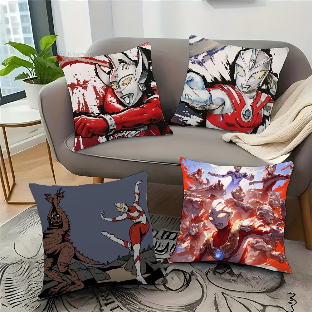 U-Ultraman Animated Hero Pillow Case Square Pillow Bedroom Sofa Leisure Comfort Cushion Car Living Room Home Decoration 40X40