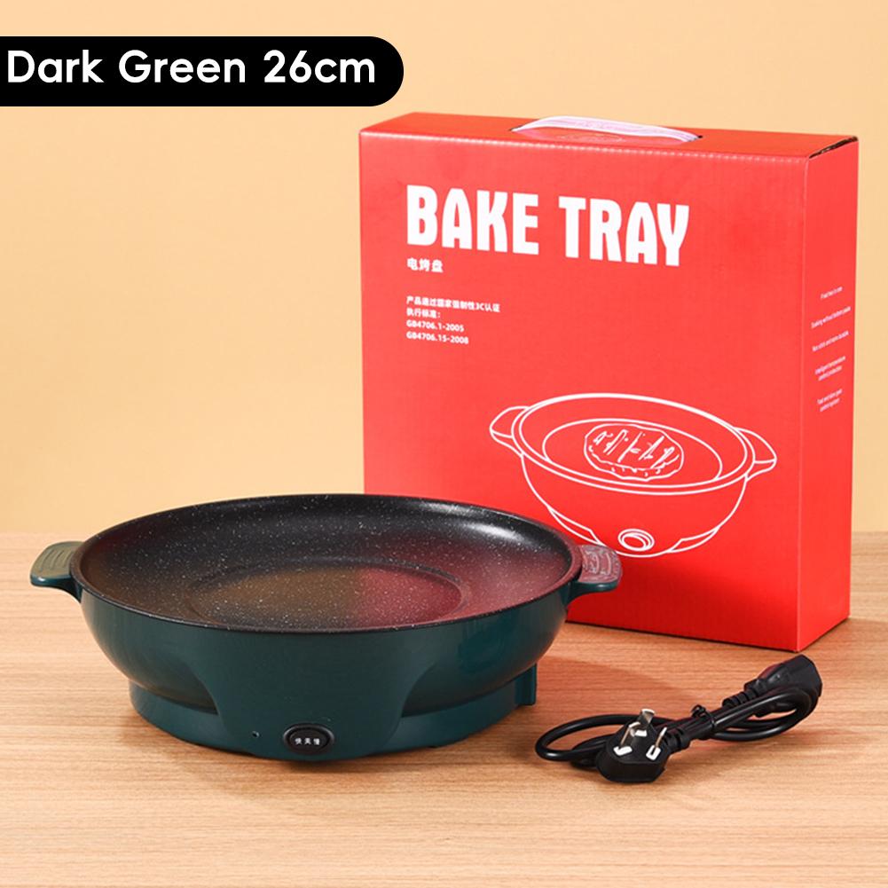 

Електрична сковорода-гриль для приготування їжі з антипригарним внутрішнім покриттям Швидке нагрівання Компактна сковорода Для барбекю в приміщенні/на відкритому повітрі Кемпінг Кухонна техніка Dark Green 26cm