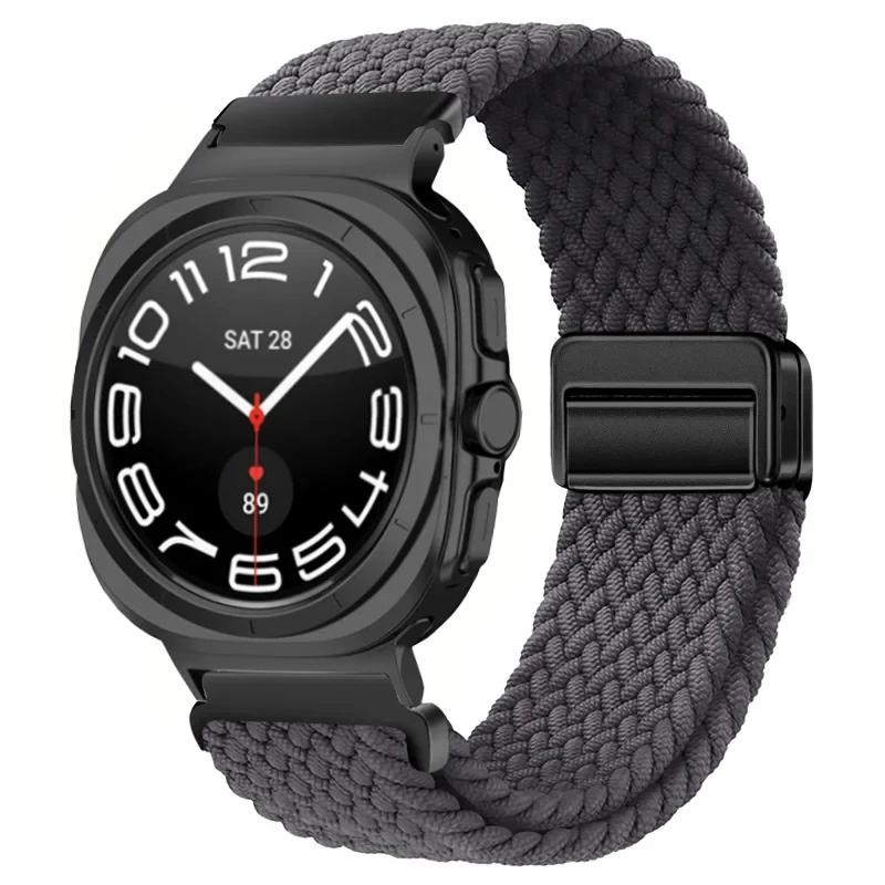 Nylon Braided Loop Strap for Samsung Galaxy Watch Ultra 47mm Magnetic Bracelet Wristband for Galaxy Watch 6 5 4 40mm 44mm 43mm 45mm Accessories