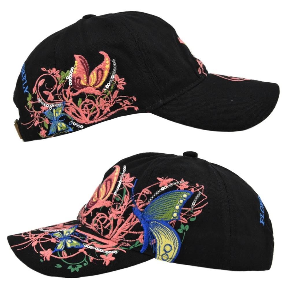 Embroidered Butterfly Baseball Cap Sequin Cotton Baseball Cap Creative Peaked Cap  Travel