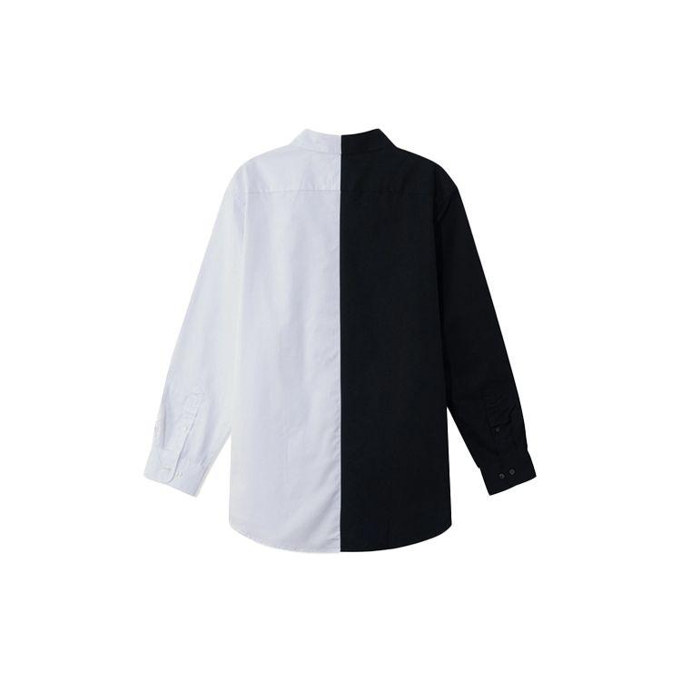 Li Ning Sports Basketball Series Color Block Loose Casual Long Sleeve Shirt Men shirts Black White ASHR161-3