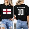 2026 Bellingham Nr 10 Engeland Shirt T-shirt Unisex Unisex Zomer 100% Katoen Kleding Oversized Korte Mouwen Top Streetwear Unisex