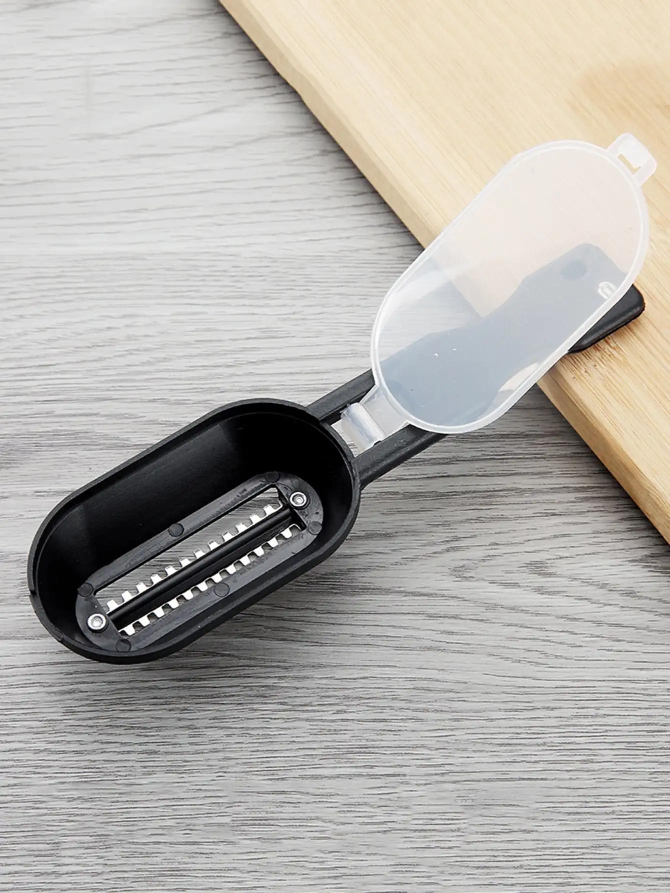 

1 шт.-Легкий в использовании скребок для чистки рыбьей чешуи с защитной крышкой - идеально подходит для ресторанов, кухонь и рыбалки на открытом воздухе чёрный