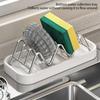 Bathroom Countertop Soap Holder Stainless Steel Soap & Kitchen Sponge Draining Storage Rack Easy To Clean Organizer