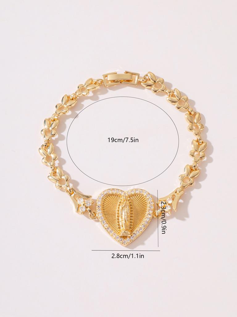 FanSibao Religiöser Schmuck Jungfrau Maria Herz Set Zirkon Armband Geeignet für Frauen und Mädchen