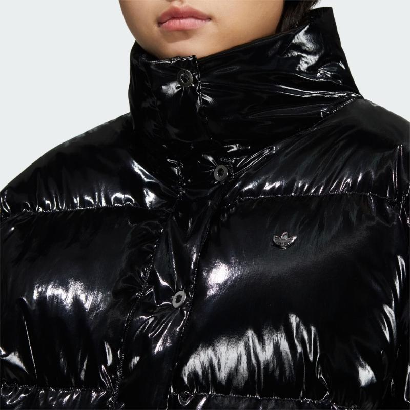 Adidas Originals 600 Puffy Plain Glossy Loose-Fit Down Jacket Women Outerwear Black IU4797