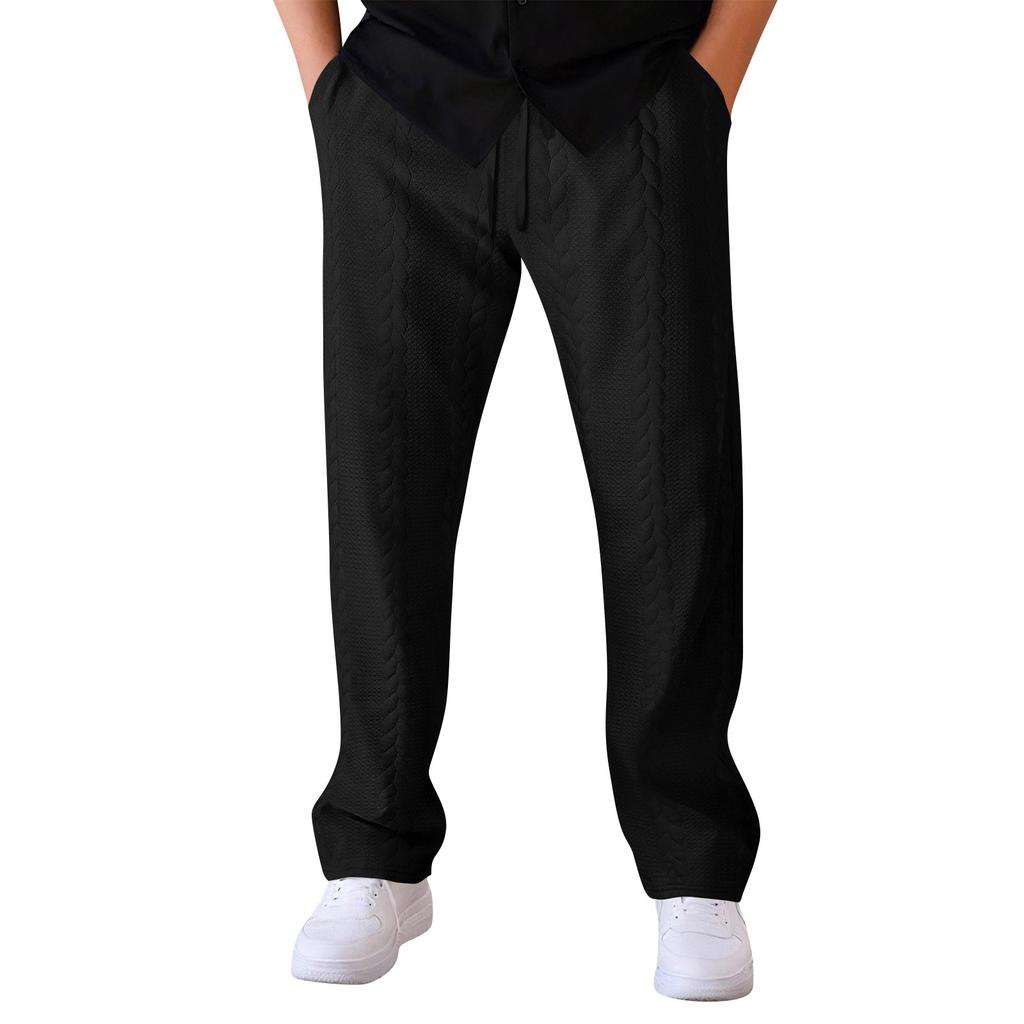 Men's American Retro Outdoor Casual Sports Solid Color Drawstring Trousers