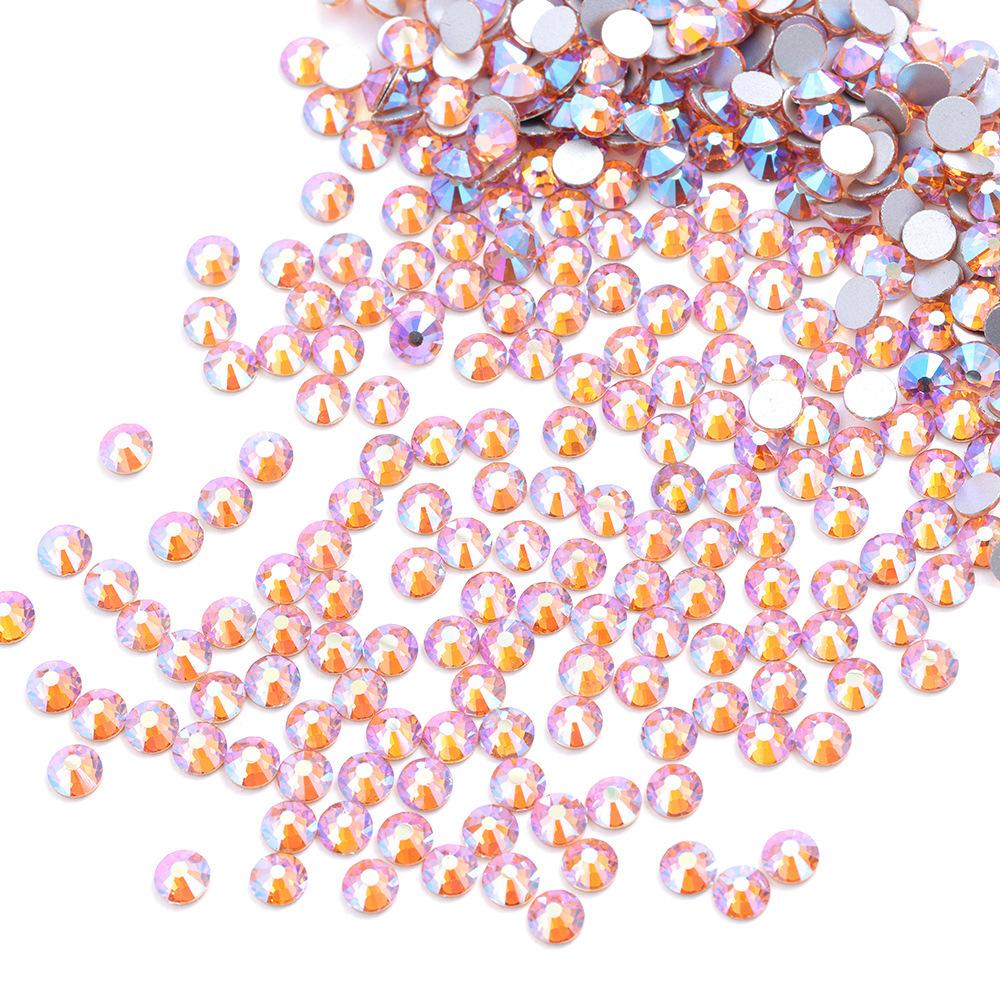 Color Ab Crystal Glass Flat Bottom Drill Round Nail Drill Diy Colorful Nail Jewelry