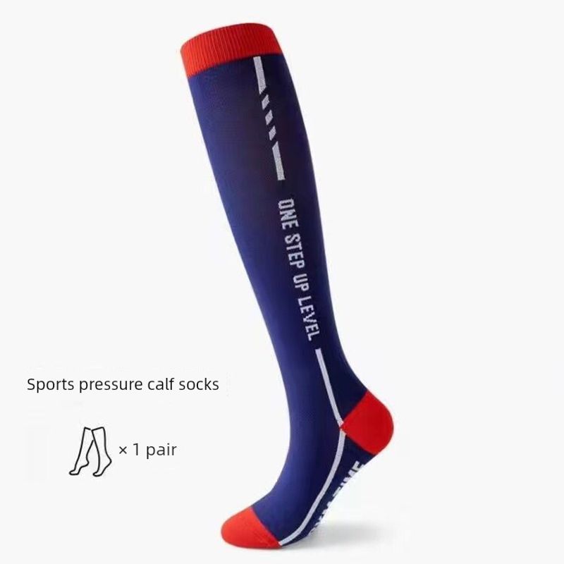 

Running Skipping Rope Compression Stockings Men s and Women s Professional Fitness Sports Long Compression Socks Yoga Tennis Muscle Calf Non Slip Dark blue a pair