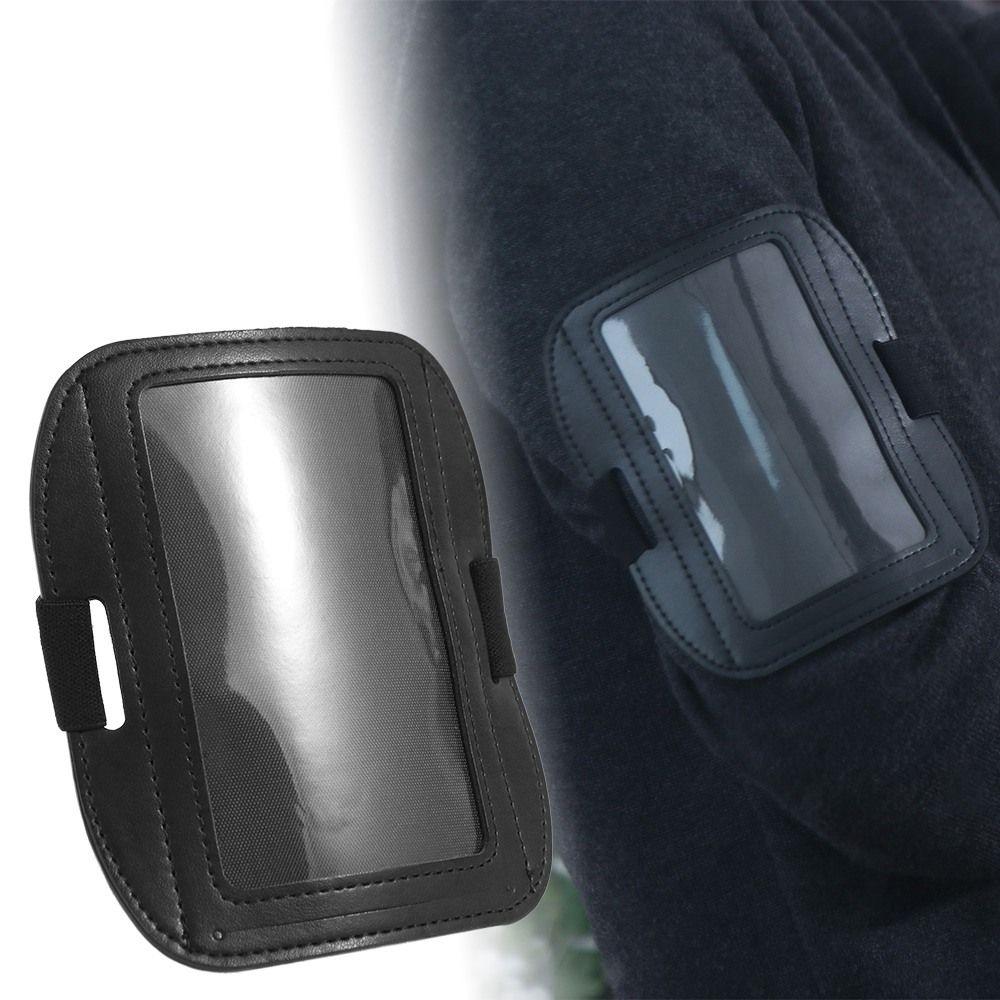 Photo Display Holder Elastic Band Arm Badge Holder Adjustable Elastic ID Card Holder PU Black Armband ID Card Case Men/Women
