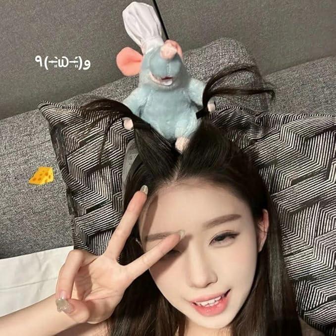 [Raineed] Mouse Headband Remy s Delicious Restaurant Mouse Hair Ornament Ornament Headband Hair Band Plush Toy Cosplay Accessory Cosplay Anime Cute