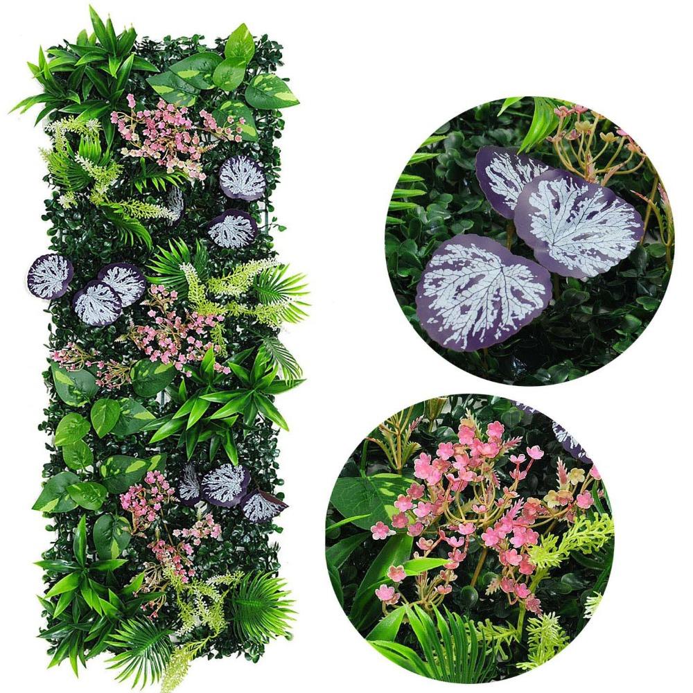 DIY Artificial Plant Wall Panel 75x25cm Flower Simulation Maple Plant Sheet Durable Lifelike Fake Green Grass Mat Privacy Screen
