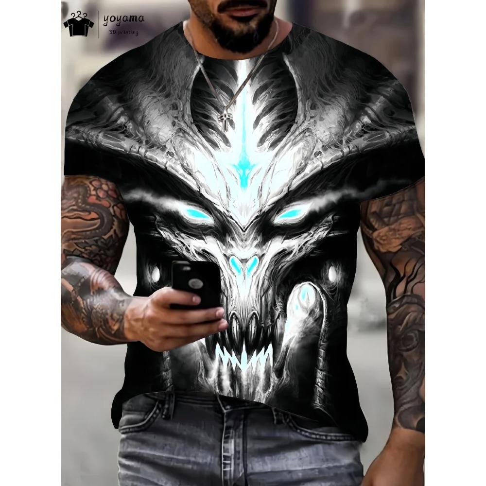 3D Dragon Graphic T-Shirts Summer Outdoor Trend Clothing Fashion Breathable Hundred Round Neck Men's T-Shirts