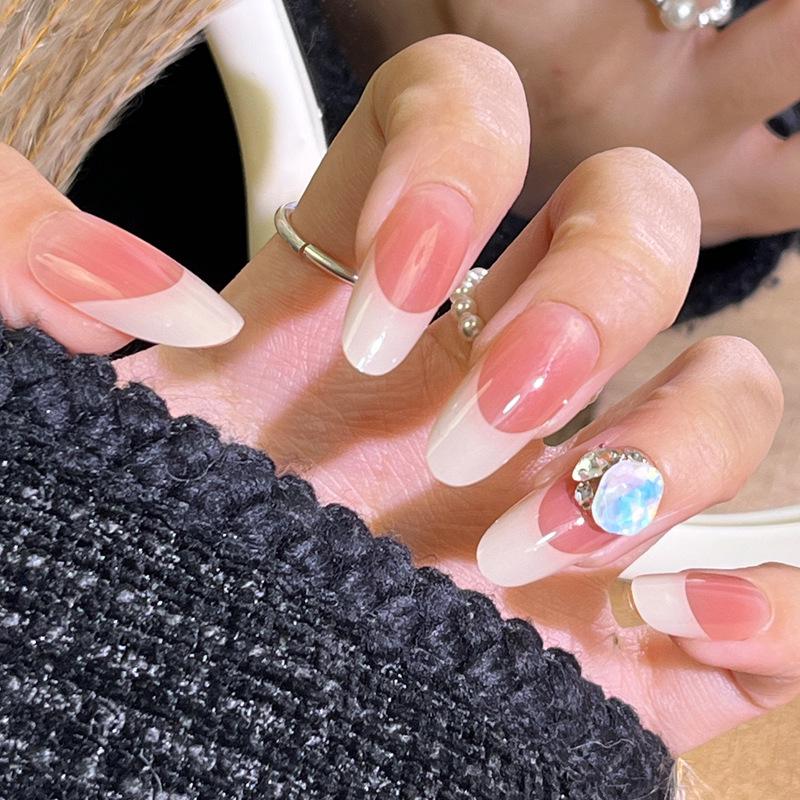 

Douyin French Glitter Manicure Wearable Nails - High-End Handmade Nail Tips Handmade Nails S#10 pieces/bag