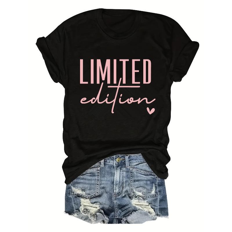

Womens Letter Print T Shirt Short Sleeve Crew Neck Spring Summer Casual Top 4XL