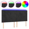 vidaXL LED Kopfteil Schwarz 200x5x118/128 cm Samt