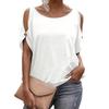 Summer Hollow Out Shoulder T-shirt, Elegant Casual Minimalist Design Versatile Tops For Women, European American Style Leisure Outer Wear Tee