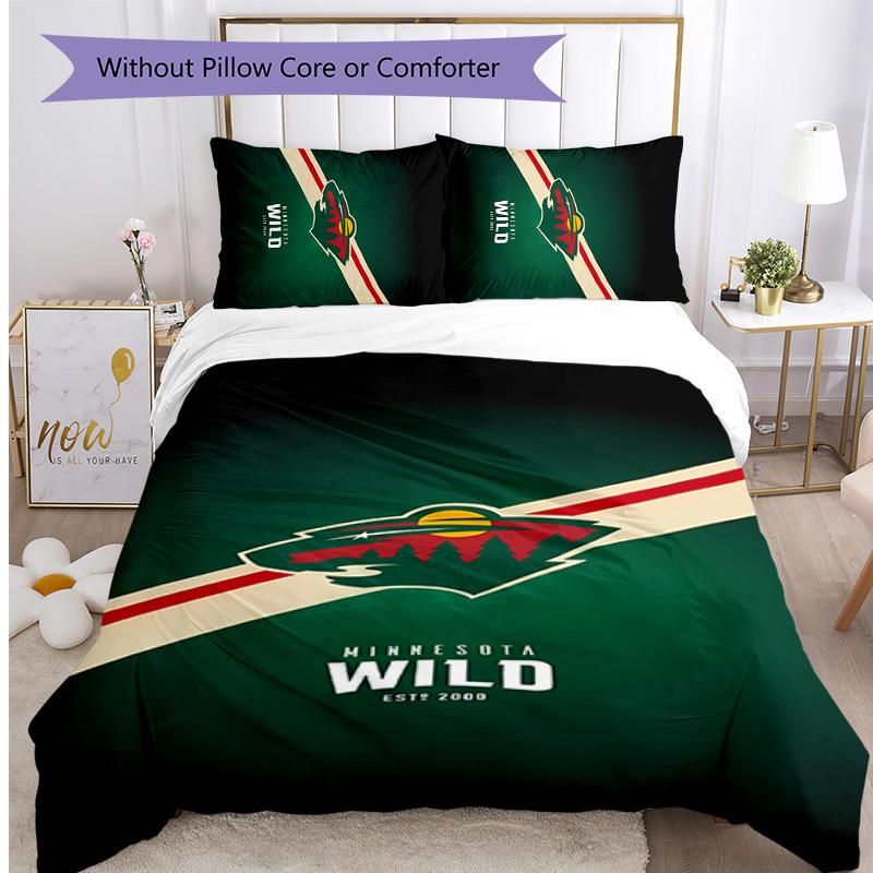 Set Lenzuola 3 Pezzi con Stampa Logo Hockey Copripiumino Federe Morbide Traspiranti Lavabile Decorazione Camera da Letto Regalo per la Casa