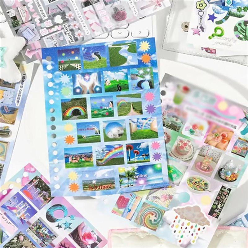 Dreaming Of Retro Style Sticker Book, 30-Page Japanese Retro Dreamcore Sticker With Frosted Glitter,A