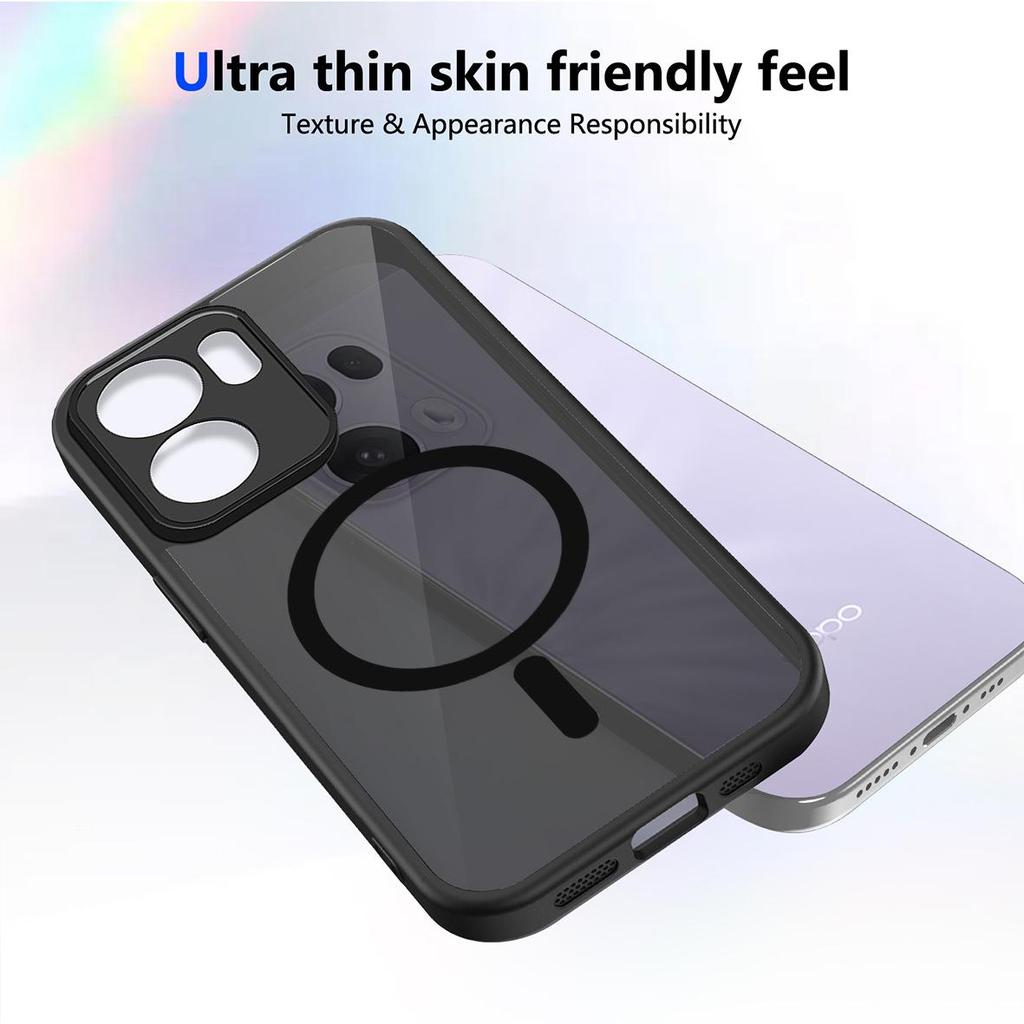 Skin-Feel Magnetic Translucent Black Phone Case for OPPO Reno 12/13/14