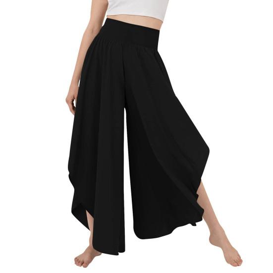 Pantaloni Culotte da Donna Vita Alta Elastica Orlo Irregolare Lunghezza alla Caviglia Colore Unito Cavallo Profondo Morbidi Traspiranti Pantaloni Femminili