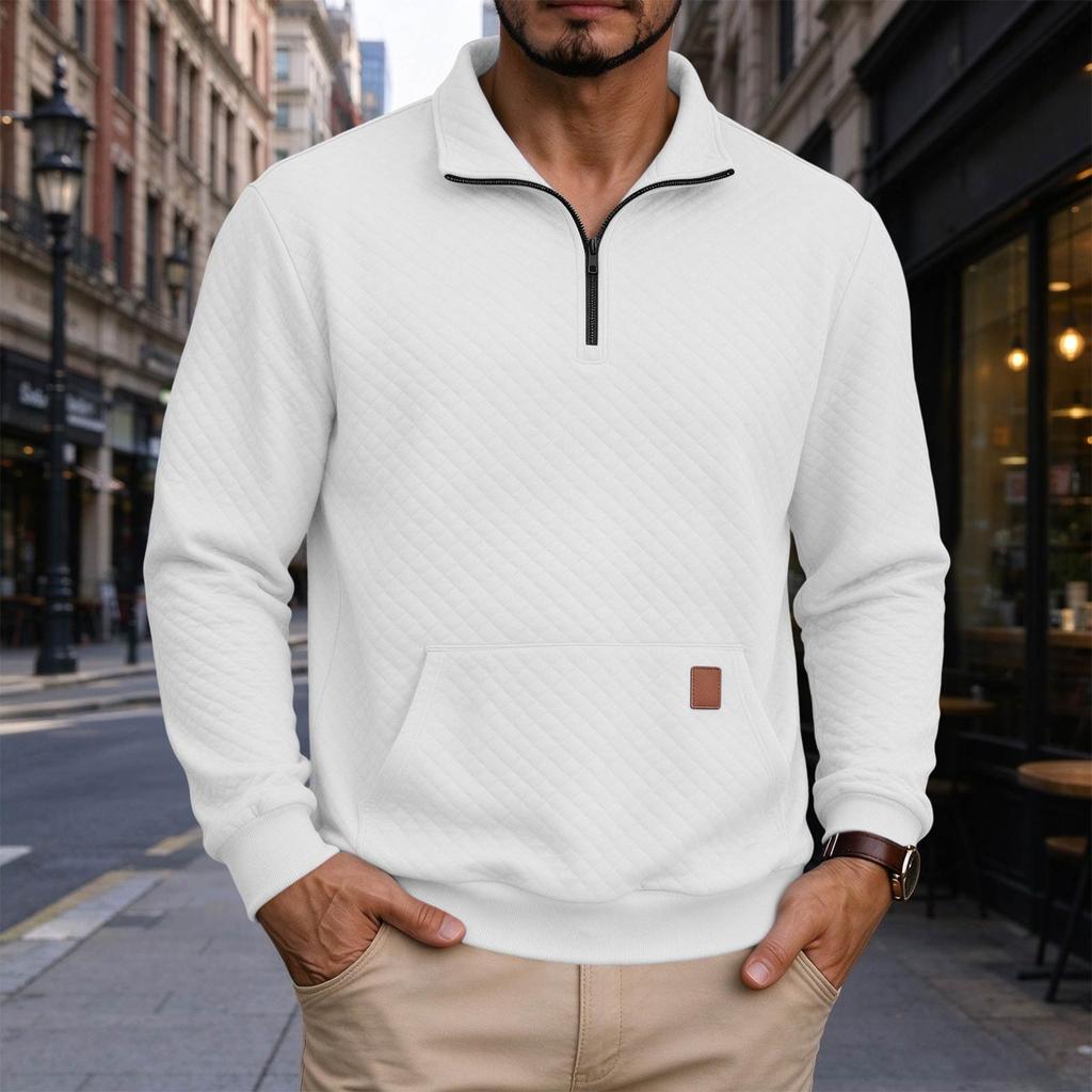 Men's Quarter-Zip Sweatshirt with Pocket, Long Sleeve Pullover for Casual Wear